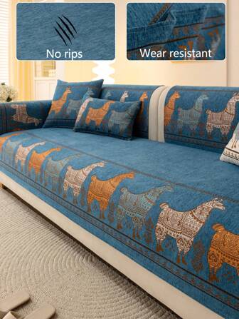 1 件通用雪尼尔沙发座垫套，现代波西米亚风防尘防滑沙发保护垫，可洗，保暖防褪色，宠物友好，适合卧室、办公室、客厅、L 形沙发和 1-4 人座