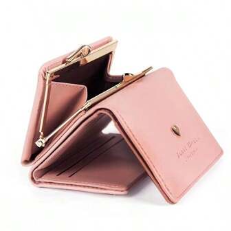 New Version Women Short Wallet Korean Style Student Fresh Foldable Mini Metallic Coin Cute Heart Design For Women Wallet Purse Wallet Small Wallet