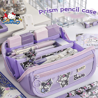  Sanrio Kawaii Hello Kitty & Kuromi & Cinnamoroll & Melody Licensed 9-Layer Large Capacity Pencil Case, 2025 Back To School Essential, Summer Travel/Dorm Room/Office Desk, School Supplies Upgrade, Extra Large Capacity For Pens/Art Supplies/Cosmetics, Waterproof Multi-Layer Internal Multi-Pocket Pencil Case Stationery Supplies Gifts For Christmas Merry Christmas Christmas Trees Christmas Lights & Halloween