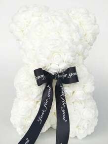 2/1 Pc, 9.25*15.5inch Rose Teddy Bear Decoration, Miniature Foam Bear Cute Home Decor, Romantic Artificial Flower Design, Suitable For Valentine's Day, Wedding, Birthday, Window Display, Desktop Decor, Perfect Gift For Family & Friends Gifts Graduation