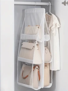 1 pezzo/2 pezzi Organizer salvaspazio con 1/6/8 scomparti, organizer multistrato portatile per borse e borsette da appendere nell'armadio, supporto per borse, design pieghevole per una facile conservazione quando non in uso, facile da trasportare, organizer per portafogli, scaffale per borse, forniture scolastiche, accessori scolastici, decorazione per la stanza, decorazione per la casa, organizer per studenti universitari, adatto per camere da letto, soggiorni, corridoi, armadi o scaffali, ecc.