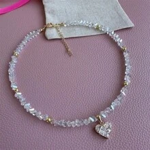 1 pieza Collar gargantilla de estilo vintage con decoración de cristales verdes y colgante con forma de gota de agua para uso diario de mujeres