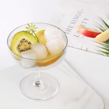4 pezzi di bicchieri vintage da 10 once soffiati a mano Montex, bicchieri rigati per martini espresso, champagne, cosmopolitan per feste