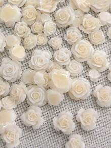 50pcs Mixed Size Retro Rose Resin Carved Camellia Flower Nail Art Decorations, Including Roses, For Nail Accessories (Nails NOT Included) DIY Nail Charms Nail Gems Nail Supplies