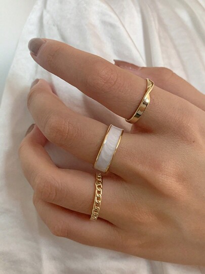 3pcs/Set Women's Ring Set, Fashionable Luxury Niche Design Adjustable Boho Style Enamel Circle Rings, Suitable For Any Occasion