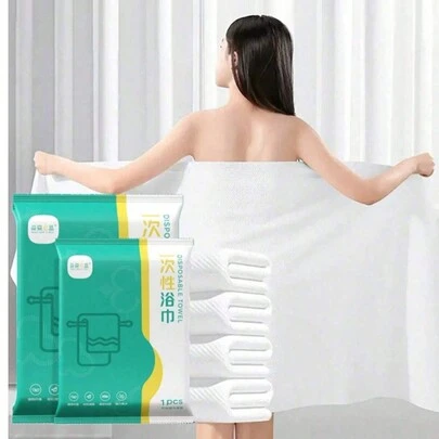 Gói 5 khăn tắm dày dùng một lần sang trọng, vải không dệt mềm 70gsm, đóng gói riêng lẻ, 50x100cm, thích hợp cho du lịch, tập thể dục và sử dụng ngoài trời Trang trí phòng tắm tại nhà Trang trí mùa thu Đồ dùng thiết yếu cho ngày lễ, bãi biển Trở lại trường