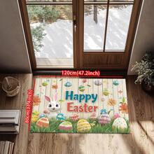 1pc Cute Rabbit & Egg Pattern Decorative Doormat, Made Of Polyester Fiber, Washable, Quick-Drying , Suitable For Entryway, Bathroom, Living Room, Kitchen, Office And More Home Decoration Home Bathroom Decor Bath Rug Floor Carpet Bathroom Accessories Back To School Entryway Decor - Multicolor - View 8