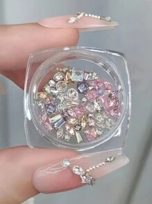 50Pcs Mini Ice Transparent Zirconia Nail Art Charms - Super Sparkle, Pointed Bottom Rhinestones For Diy Manicure & Pedicure Decorations Nails Nail Supplies Nails Nail Gems - Multicolor - View 3