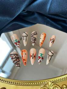 10 Stücke handgefertigter Wassertropfen Nageldesign nach reiner Handwerkskunst - Handgefärbt, 3D-Schnitzerei, handpoliertes Spiegelpulver, handbemaltes Zebramuster, handbemalte Diamanttechnik. Modisch und vielseitig, für viele Anlässe geeignet, wiederverwendbar. Ideal als Geschenk für Freunde und beste Freundinnen.