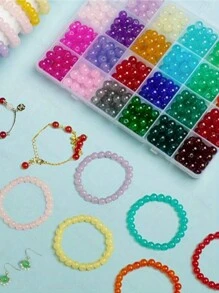 200pcs 6mm DIY Jelly Imitation Agate Round Beads, Multi Color Selections, For Bracelet Necklace Jewelry Accessories - Multicolor - View 2