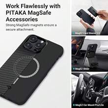 IPhone 14 Pro Max Case Compatible With MagSafe Slim 6.7-Inch Aramid Fiber Made Case-Less Touch Feeling 1500D Black/Grey Twill Gifts For Family, Friends, Kids, Birthday,Spring, Holiday, Boyfriends, Girlfriends, Valentine's Day - 1500DBlack-iPhone14ProMax - View 7