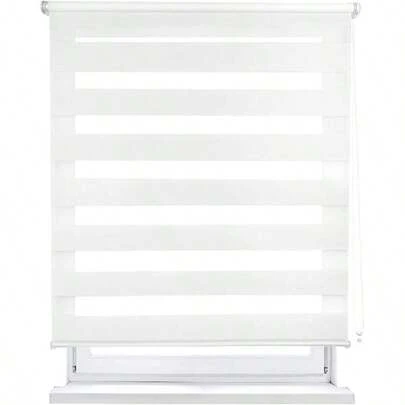 Estor Enrollable de Doble Capa Noche y Día,  Tejido, Fácil de Instalar  para Ventanas y Puertas, Proteccion Solar, Stores Noche y día