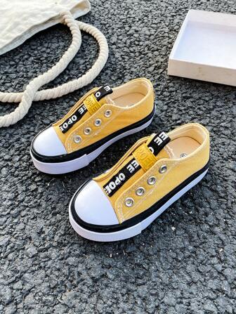 Svarta tygskor Baby Vita Skor Mid-Top Sneakers Barn Canvas Skor Vår/Höst Koreansk version Enkel Pojke/Flick Skor Mode Låg-Top Casual Snörade Atletiska Skor Klassiska Low-Top Canvas Sneakers Trendigt Mångsidig Casual Sport Skateboard Barnskor
