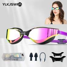 YLKJSWIM 1pc Coated Swim Goggles For Men & Women, UV Protection Anti-Fog Large Field Of Vision Competition Level Swimming Goggles, Outdoor Swimming Gear, Colorful Lens, 3-Stage Adjustable Nose Bridge, Includes Carrying Case, Nose Clip & Ear Plugs, New Summer Product, Beach Essentials, Beach Accessories, Pool Float