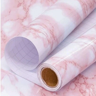 1 卷 1m/3m/5m 大理石纹亮面接触墙纸，即用型自粘防油墙贴，厨房墙壁装饰墙纸，餐桌橱柜梳妆台翻新装饰 15.74X397.4 英寸礼物生日毕业墙纸房间装饰