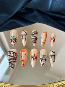 10 Stücke handgefertigter Wassertropfen Nageldesign nach reiner Handwerkskunst - Handgefärbt, 3D-Schnitzerei, handpoliertes Spiegelpulver, handbemaltes Zebramuster, handbemalte Diamanttechnik. Modisch und vielseitig, für viele Anlässe geeignet, wiederverwendbar. Ideal als Geschenk für Freunde und beste Freundinnen.