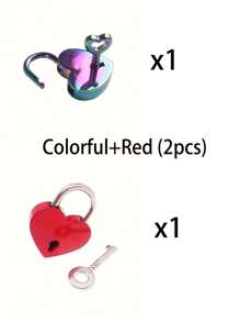 Set de pequeño candado con forma de corazón con llave - Candado metálico con forma de corazón, apto para maletas, portátiles, cajones, carteras - Juego de cierres decorativos pequeños para bolsas