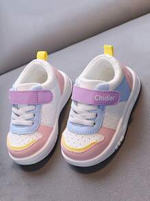 New Style Hook And Loop Design Fashionable Casual Sports White Shoes, PU Leather Upper Waterproof TPR Soft Sole Anti-Slip Comfortable Infant & Toddler Walking Shoes, 1 Pair Suitable For 1-4 Years Old Boys And Girls, Indoor/Outdoor, All Seasons