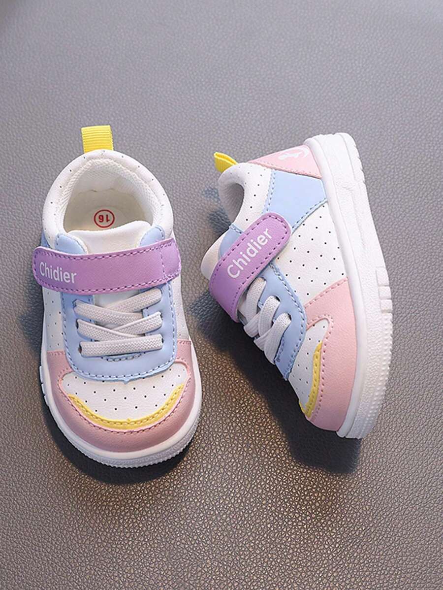 New Style Hook And Loop Design Fashionable Casual Sports White Shoes, PU Leather Upper Waterproof TPR Soft Sole Anti-Slip Comfortable Infant & Toddler Walking Shoes, 1 Pair Suitable For 1-4 Years Old Boys And Girls, Indoor/Outdoor, All Seasons