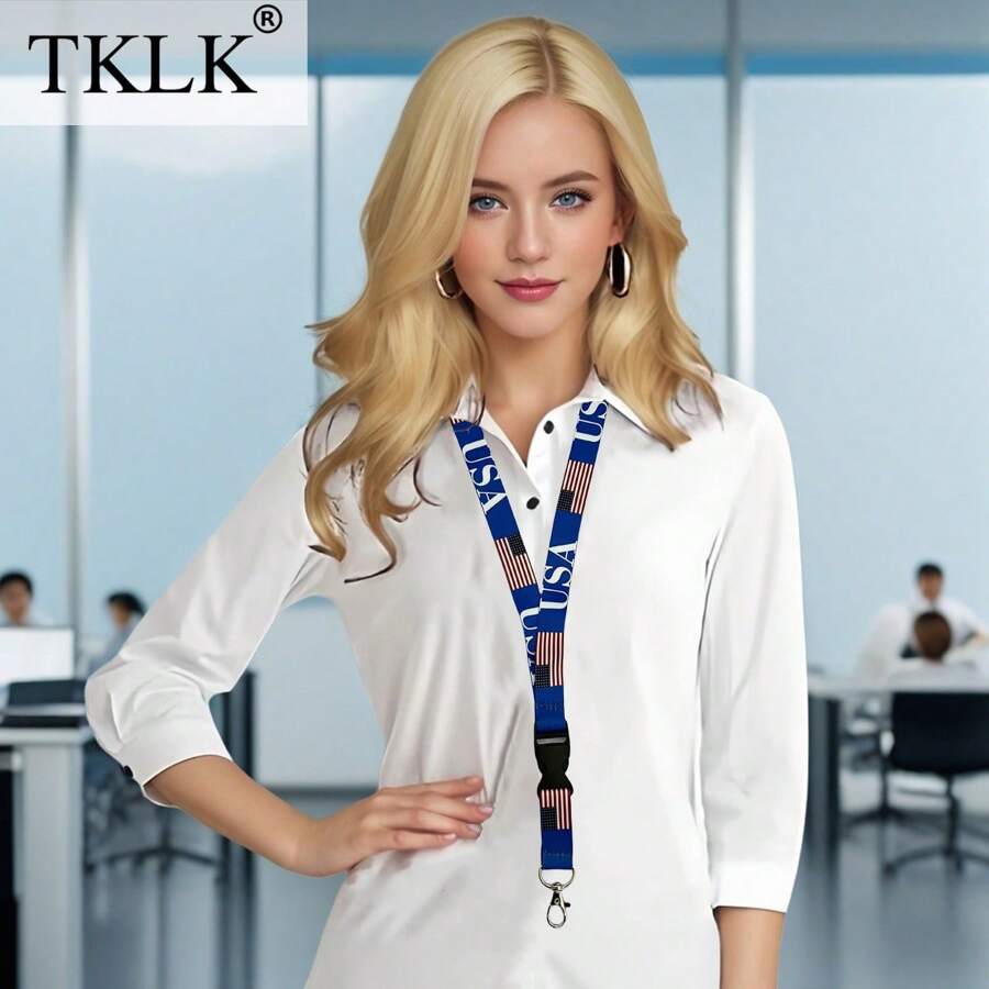 TKLK Smycz do kluczy z flagą USA, identyfikatory, identyfikatory, identyfikatory, słodkie smycze do identyfikatorów, identyfikatory, identyfikatory, smycze, nauczyciel, smycz na szyję, smycz na klucze