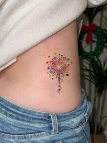 1 件 Y2K 风格临时纹身纸，采用极简主义设计 - 多巴胺、粉红蝴蝶、蝴蝶结、海豚，适合学校、日常、派对