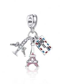 1 peça Pingente da Série de Viagens de Avião, Pingente de Jóias DIY de Torre Eiffel Globo de Bilhete Com Gato & Cachorro, Presente Ideal Para Fazer Pulseiras DIY Delicadas