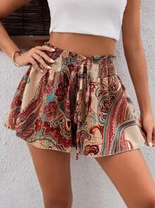 Women's Paisley Print Casual Shorts, Simple & Fashionable For Daily Wear - Multicolor - View 4