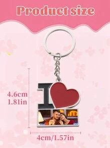 1 件定制情人节照片钥匙扣，I Heart 钥匙扣适用于 DIY 项目 - 个性化包、钱包、汽车钥匙扣 - 送给男士、女士、朋友、家人的独特礼物（4.6*4 厘米/1 件）