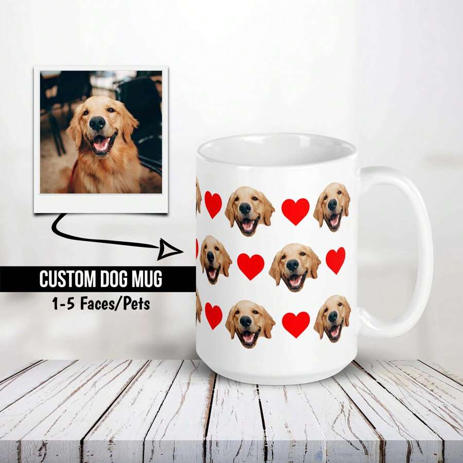 Custom Dog Face Mug, Personalized Pet Mug, Dog Mom Gift, Personalized Gift, Photo Mug, Custom Mug, Gift For Dog Lover, Dog Mom, Dog Dad, 11oz&15oz Mug - White - View 1