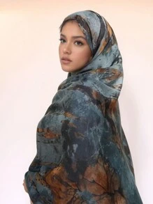 1 szt. Piękna damska chusta na głowę z nadrukiem, akwarela hidżab, styl boho, wykonana z miękkiego materiału, który jest wiatroodporny i odporny na słońce, nadaje się do codziennego życia i świątecznych uroczystości - Wielokolorowy1 - Zobacz 8