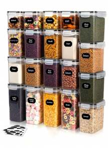 4/7/15/30pcs   Airtight Food Storage Containers With Lids, Kitchen Storage Containers, Plastic Storage Containers For Organizing And Storing In Kitchen And Pantry, Dry Food Canisters For Flour, Sugar, And Grains. Includes Labels And Marker Pen, Dishwasher Safe.