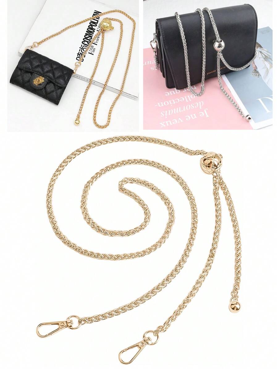 SinHo 47英寸可调节细链肩带 - 适用于小型单肩/斜挎包，有浅金色、银色和枪灰色可选 - 彩色 - 查看 1