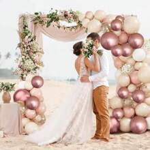 20pcs/40pcs Rose Gold & White Balloon Set, 10-Inch Metallic Pink & Ivory Latex Balloons Suitable For Brides, Christenings, Bohemian Birthdays, Wedding Anniversaries, Indoor & Outdoor Decor