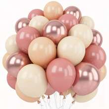 20pcs/40pcs Rose Gold & White Balloon Set, 10-Inch Metallic Pink & Ivory Latex Balloons Suitable For Brides, Christenings, Bohemian Birthdays, Wedding Anniversaries, Indoor & Outdoor Decor
