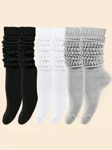 1 Pair/5 Pairs Women's Warm Knee High Socks, Colored Bubble Leg Warmers, Sports Socks For Autumn/Winter