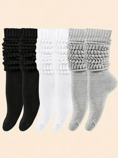 1pair/5pairs Women Warm Knee High Bubble Socks, Colorful Leg Warmers, Athletic Socks For Autumn/Winter