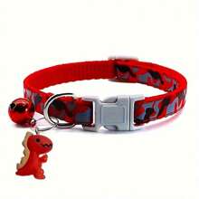 1 pieza Collar ajustable para mascotas con campana y pequeño juguete de dinosaurio, disponible en varios colores, adecuado para gatitos, cachorros y animales pequeños - Multicolor - Ver 14