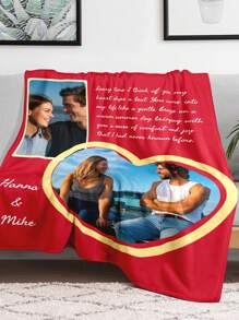 SEPTEVAGUS 1pc Customized Love Pattern Flannel Blanket With Photo For Valentine's Day, Custom Valentines Blanket Custom Photo Wedding Blanket For Pet Girlfriend Boyfriend Custom Photo Blanket For Couples Gifts Christmas Valentines Day Couples Gifts Wife Husband New Year Day