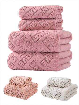 1 st polyester badhandduk, olika färger, värmepressat LOVE bokstavsmönster, stor rektangulär 80*160 cm eller liten ansikte/handduk 34*75 cm, snabbabsorberande & mjuk, lämplig för badrum, kök, resor, presenter, gym, strand, Hotell, Salong, Unisex All Seasons