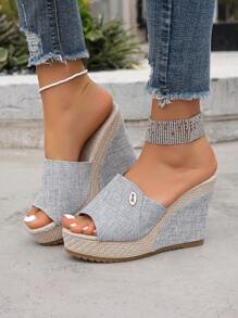 Fashionable Women Platform Wedge Sandals, Slip On Waterproof Peep-Toe Slippers, Available In Black, Coffee, Burgundy, Light Yellow, Grey Colors