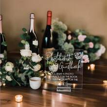 1pc Photo Guest Book Sign With Stand- Clear Acrylic Wedding Reception Sign With Holder, Snap A Photo Sign For Wedding Reception & Event Party Table Centerpiece Decoration Summer Birthday Gifts Beach Back To School School Supplies Room Decor