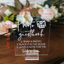 1pc Photo Guest Book Sign With Stand- Clear Acrylic Wedding Reception Sign With Holder, Snap A Photo Sign For Wedding Reception & Event Party Table Centerpiece Decoration Summer Birthday Gifts Beach Back To School School Supplies Room Decor