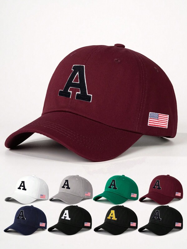 1pc Women Outdoor Embroidered Front & American Flag Side Baseball Cap, Adjustable, Sun Protection, Casual, Suitable For Spring/Autumn Travel, Versatile, Fit For Men, Y2K Style, Perfect Gift For Valentine's Day Valentines