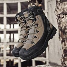 Women's Men's Lace Up Tactical Boots For Casual Outdoor Hiking Mountaineering And Anti Slip Training - Khaki - View 1