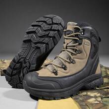 Women's Men's Lace Up Tactical Boots For Casual Outdoor Hiking Mountaineering And Anti Slip Training - Khaki - View 2