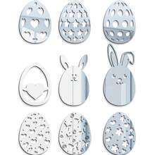 9pcs Easter Bunny & Egg Acrylic Mirror Stickers "Happy Easter" 3D Holiday Wall Decor Birthday - Multicolor - View 4