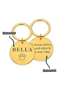 1pc Personalized Stainless Steel Pet Tag, Engraved Pet ID, Contact Information To Prevent Pets From Getting Lost, Pet Collar Accessories, Perfect For Holiday Gifts - Multicolor - View 4