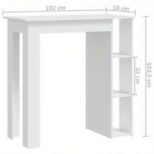 Bartisch mit Regal Weiß 102x50x103, 5 cm Holzwerkstoff - Weiss - Übersicht 7
