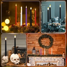 3 件/6 件白色黑色红色 LED 长杆电子蜡烛灯，无焰圣诞蜡烛灯，情人节装饰蜡烛灯，万圣节装饰灯，婚礼装饰照明，餐桌蜡烛灯，家居装饰灯，万圣节，茶灯，生日，派对，室内外创意场景装饰灯，不含电池