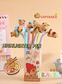 AOLU Cartoon Capybara Shake Shake Fluorescent Pen Drawing School Stationery Highlighters Pen For School Random Style - 8 colors - View 4